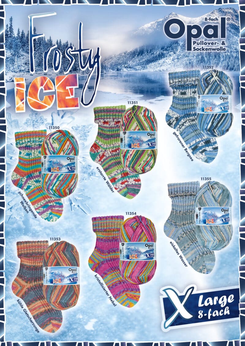Frosty Ice 8-fach Opal Sockenwolle alle Farben